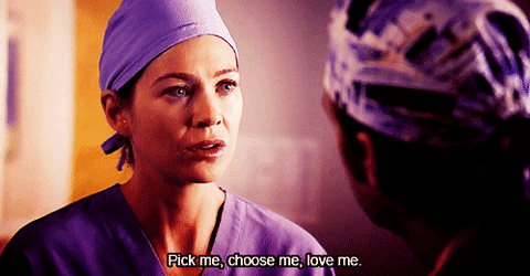 Meredith Grey conversando com Derek Shepherd